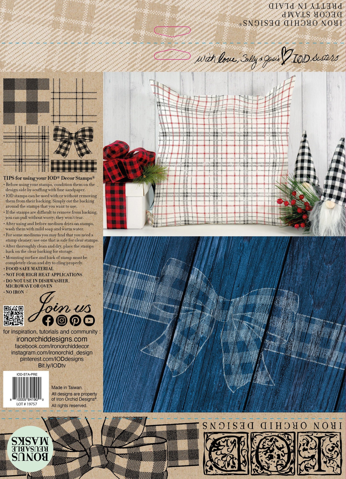 RETIRED IOD Pretty in Plaid Decor Stamp