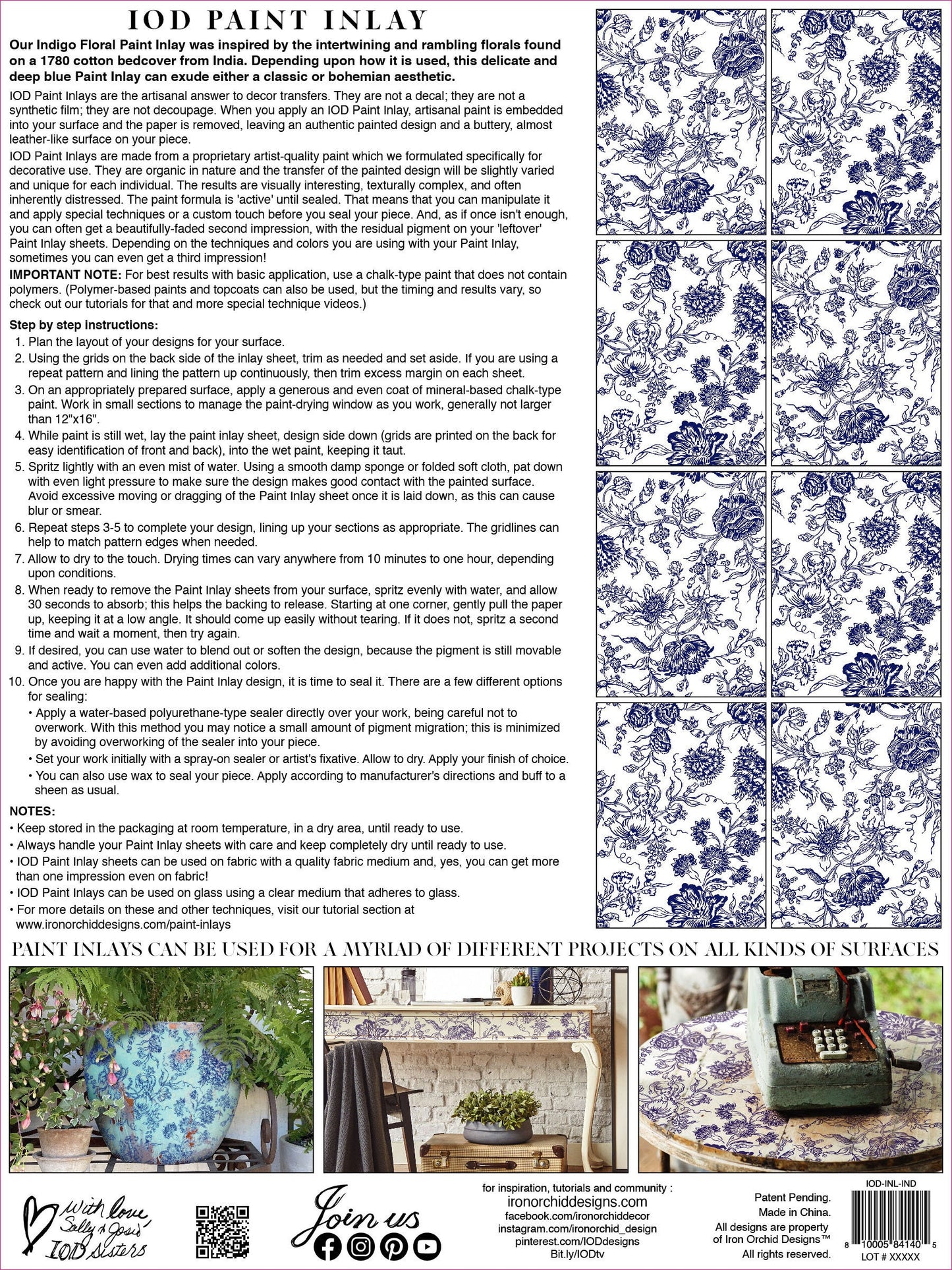 Indio Floral IOD Paint Inlay