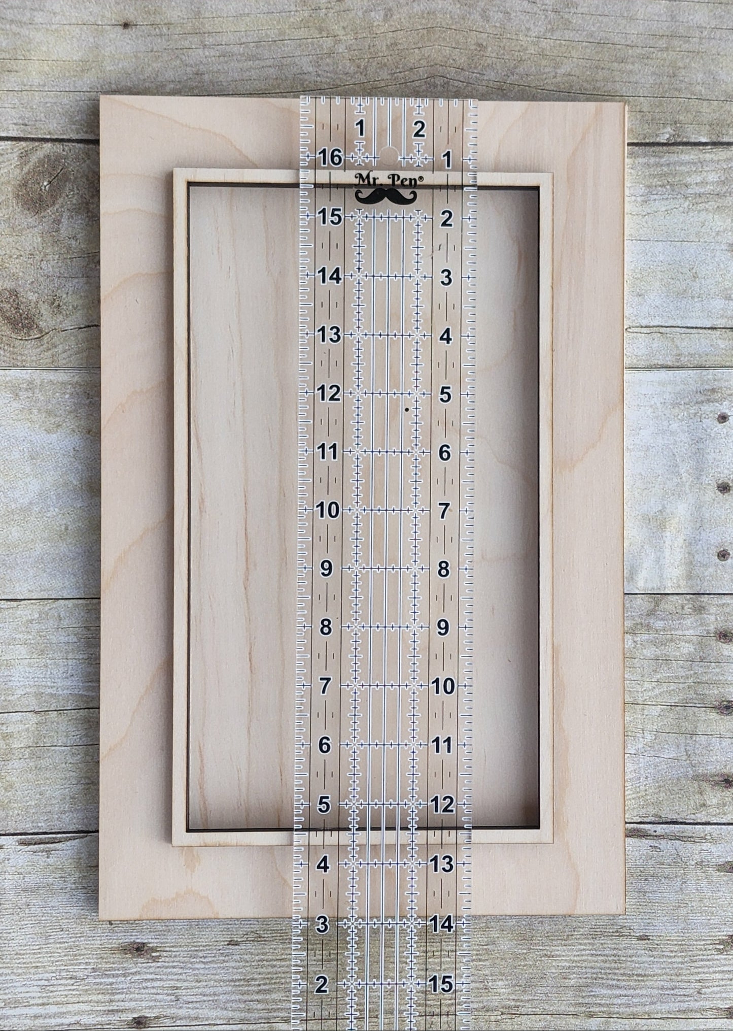 Wide Exterior Rectangle Wood Frame 14" x 9" inches- Wooden Blank