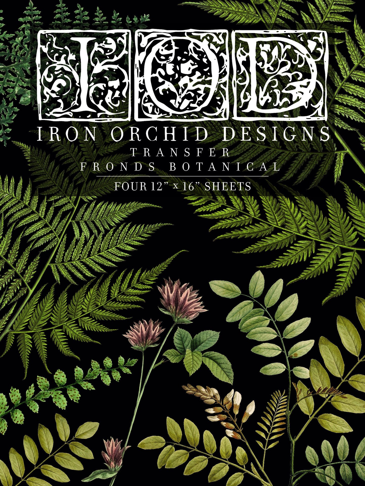 Fronds Botanical IOD Transfer Pad with (4) 12 X 16 Sheets by Iron Orchid Designs Rub-On Furniture Transfer Decal