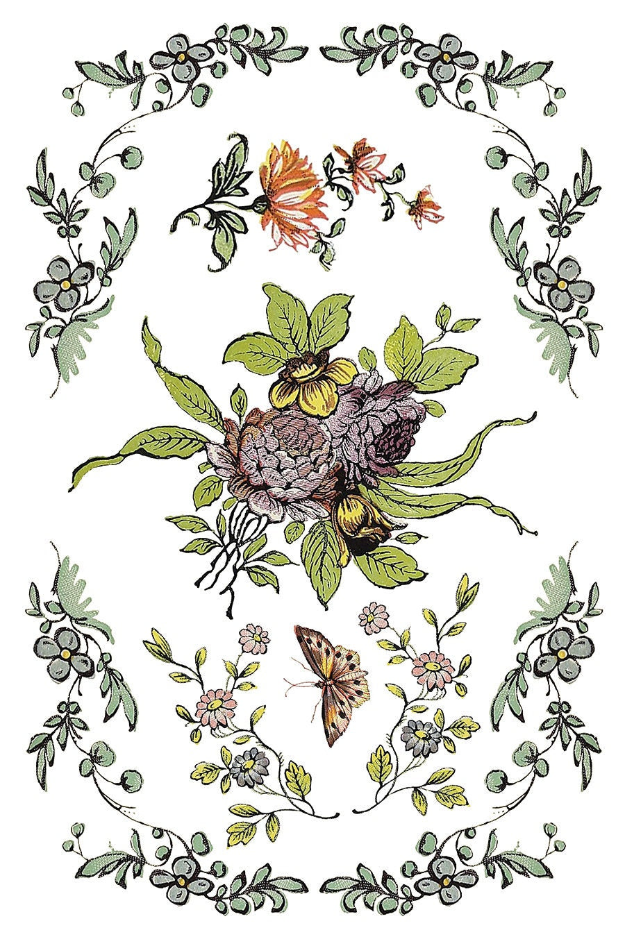 Fairytale Florals Rub On Transfer IOD Transfer (8)8 X 12 inches