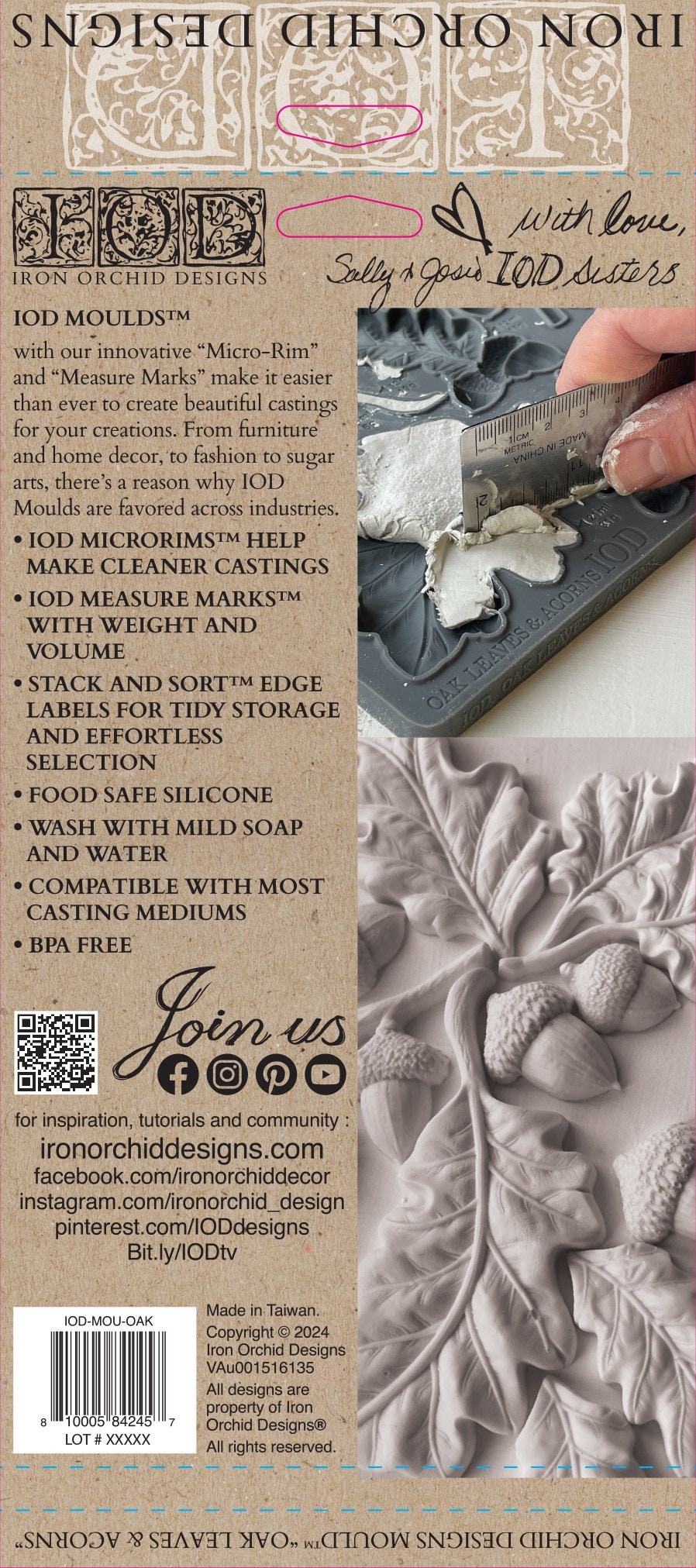Oak Leaves and Acorns 6x10 IOD Decor Mould