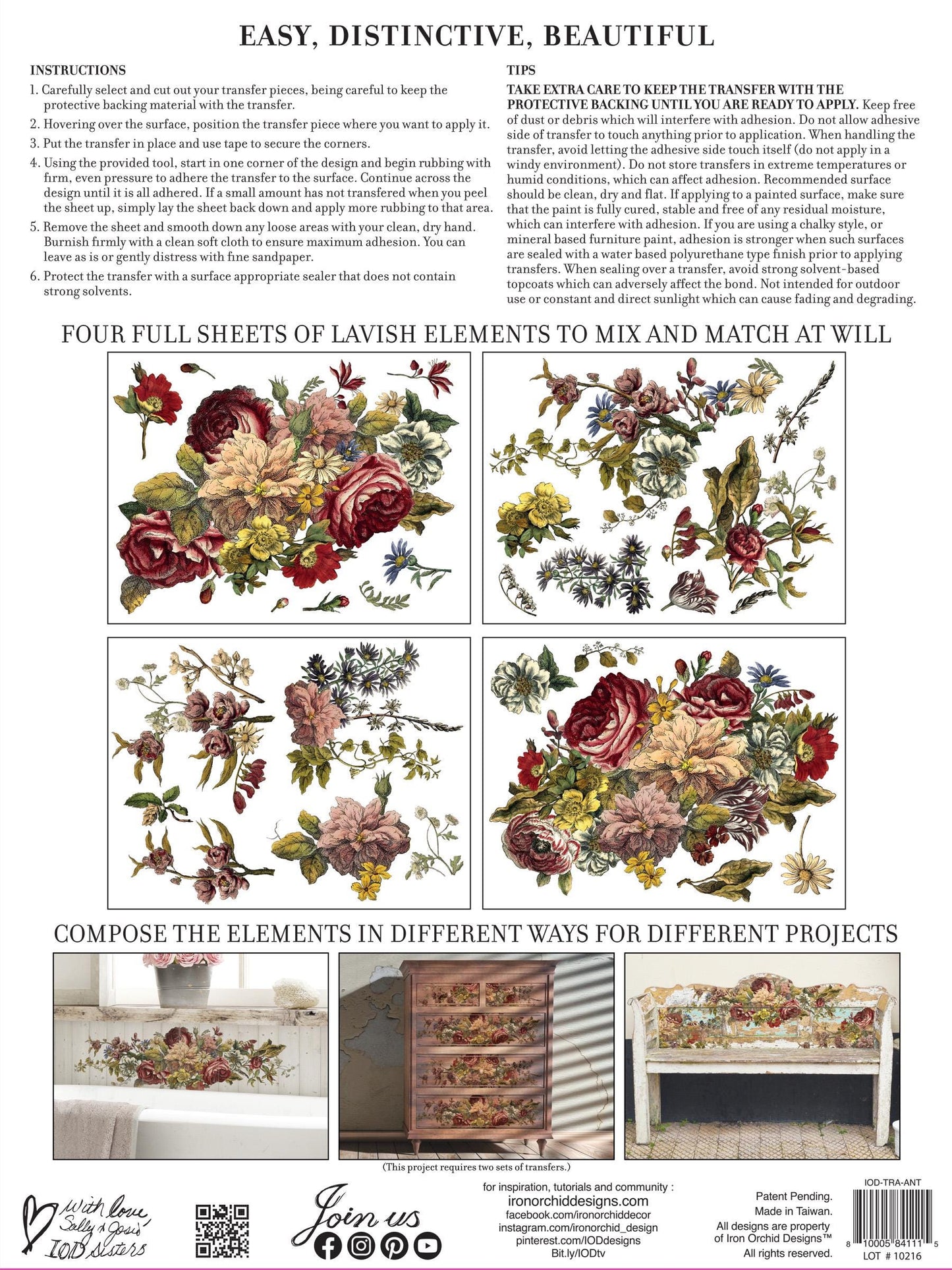 Floral Anthology IOD Transfer Pad with (4) 12 X 16 Sheets