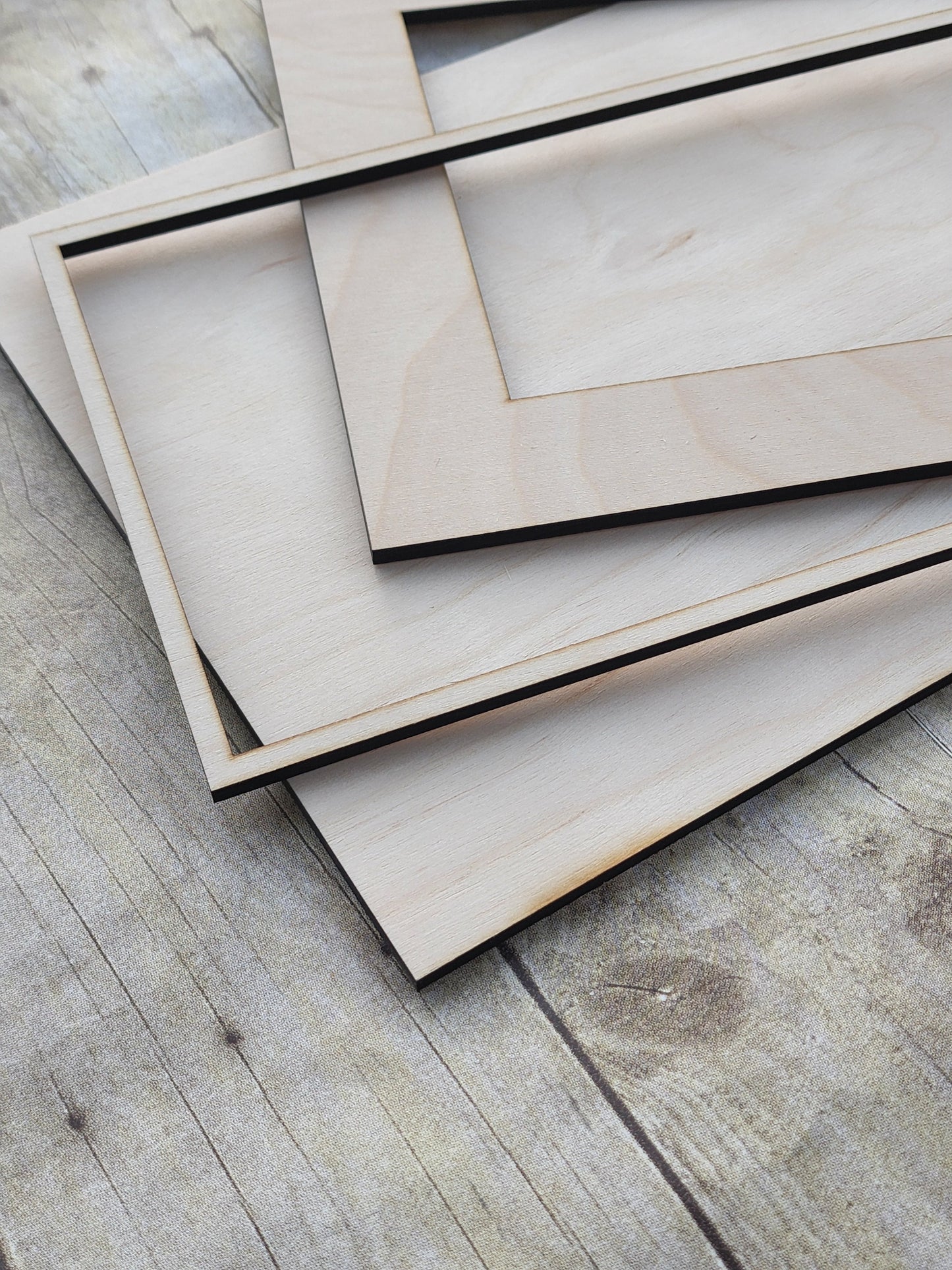 Wide Exterior Rectangle Wood Frame 14" x 9" inches- Wooden Blank