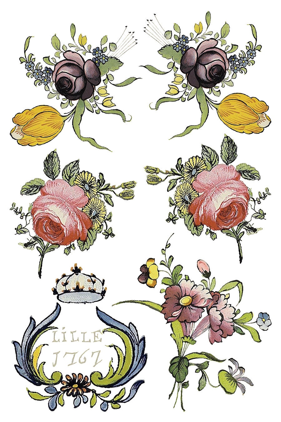 Fairytale Florals Rub On Transfer IOD Transfer (8)8 X 12 inches