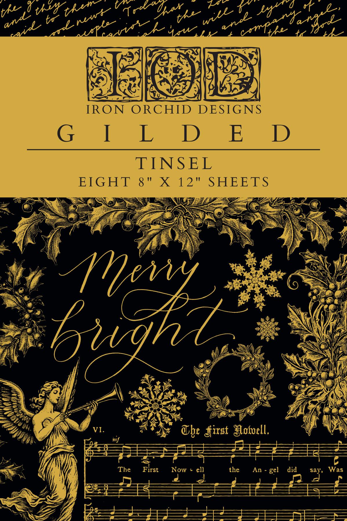 Tinsel Foil Transfer Pad IOD with (8) 8 X 12 Sheets by Iron Orchid Designs, Limited Release Rub-On Furniture Transfer Decal Ships 1-2 days!