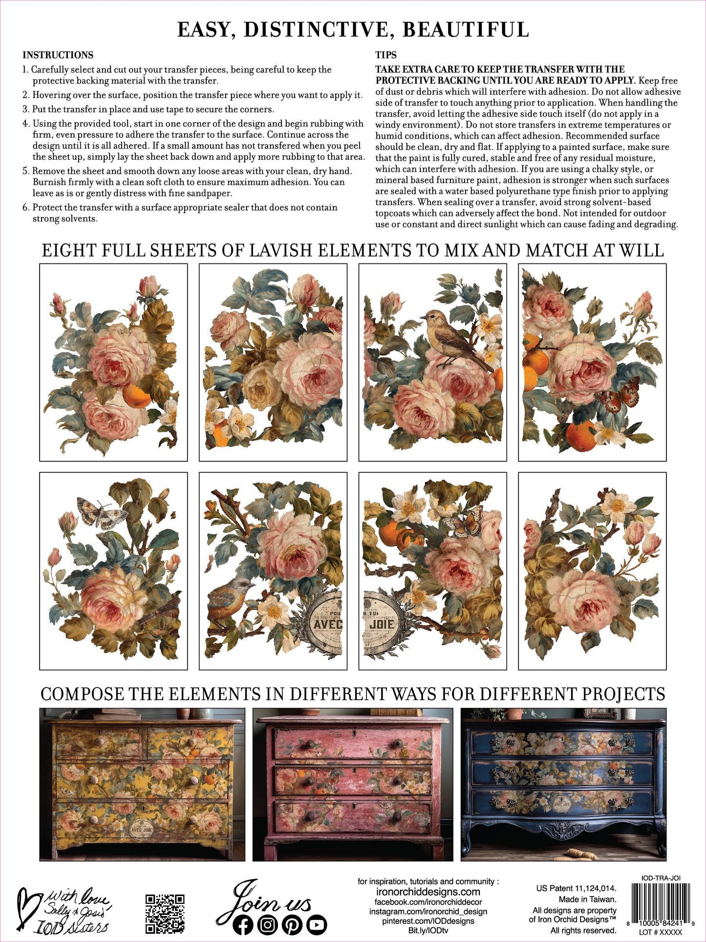 Joie de Roses IOD Transfer Pad with (8) 12 X 16 Sheets
