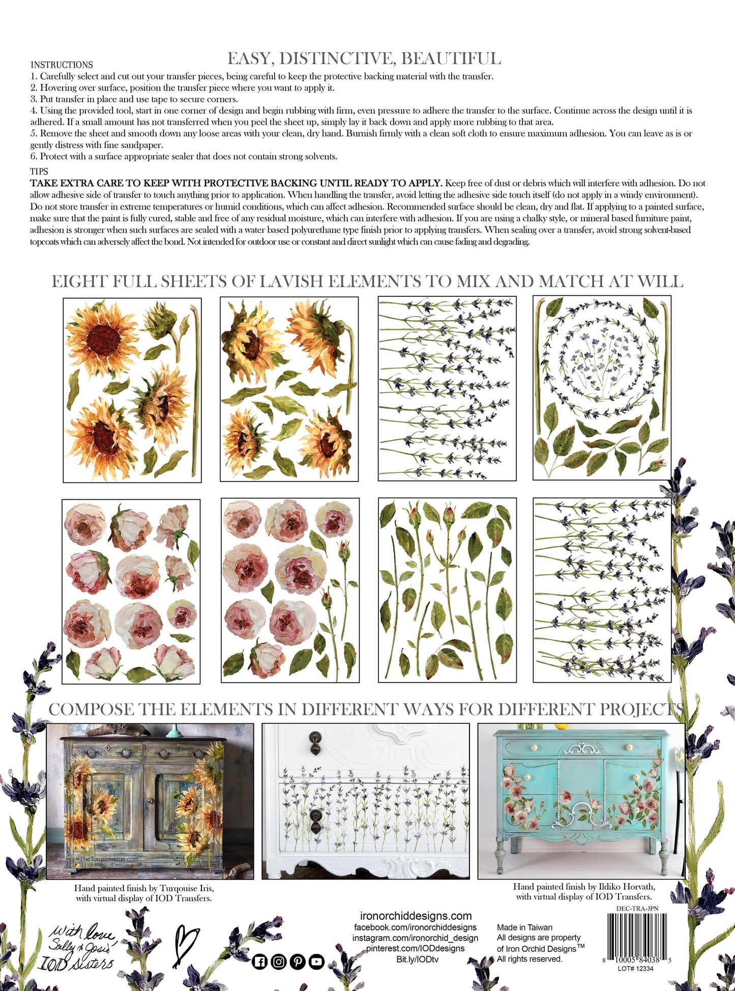 Painterly Florals IOD Transfer Pad with (8) 12 X 16 Sheets