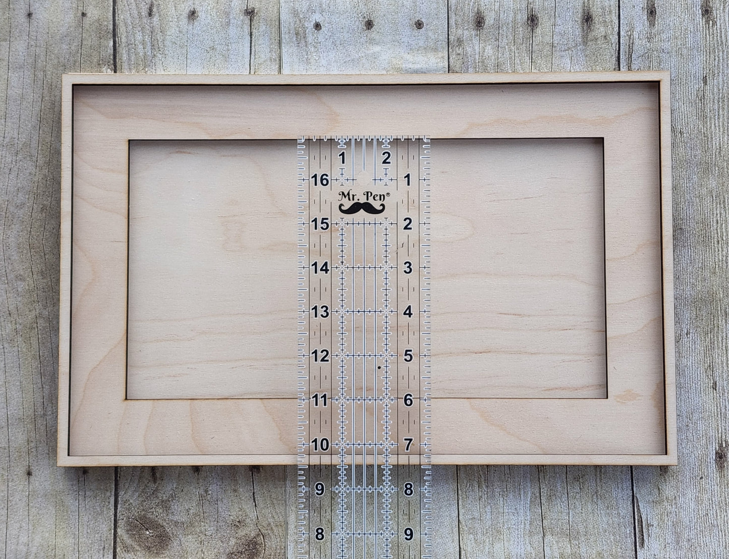 Wide Interior Rectangle Wood Frame 14" x 9" inches- Wooden Blank
