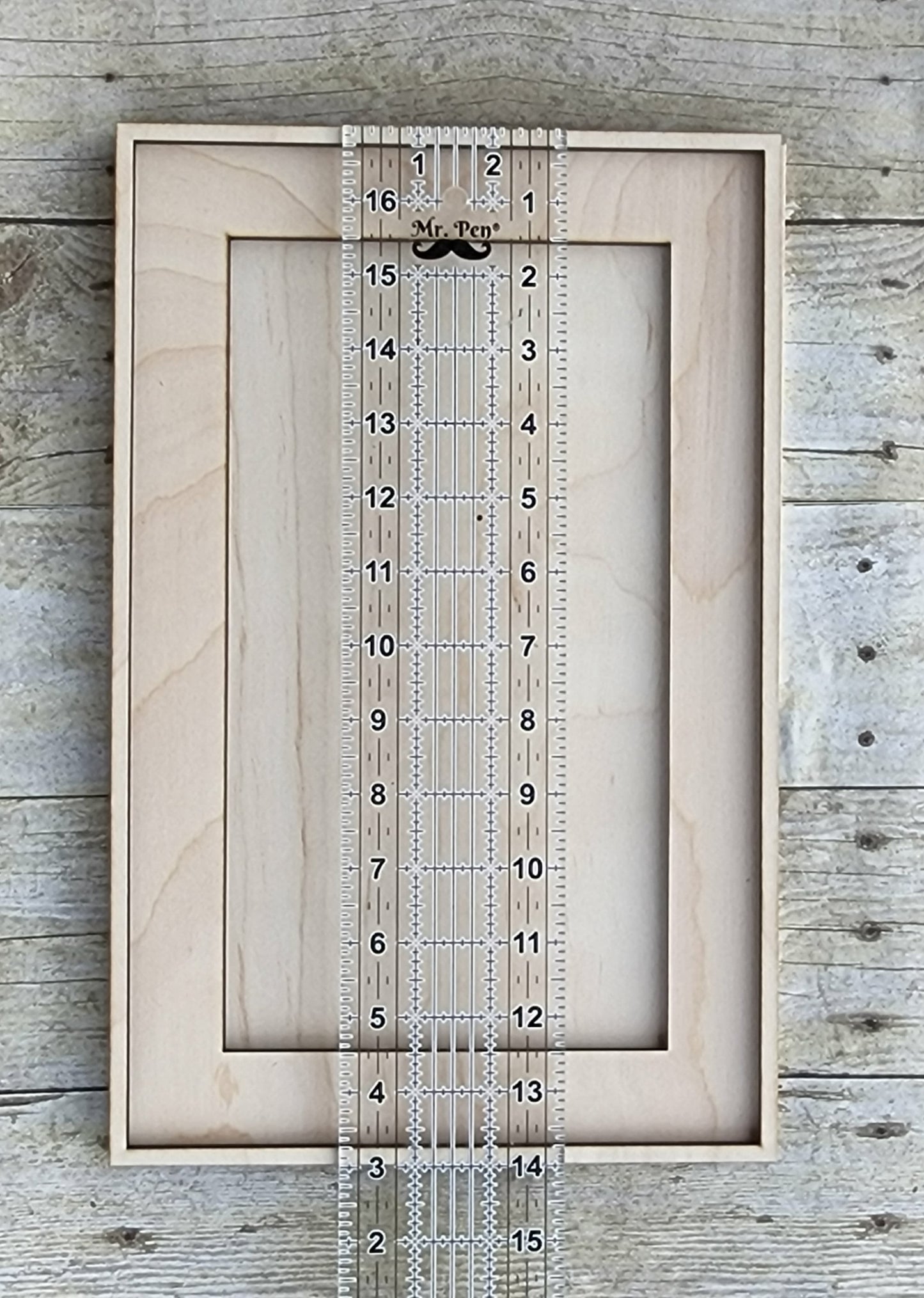 Wide Interior Rectangle Wood Frame 14" x 9" inches- Wooden Blank