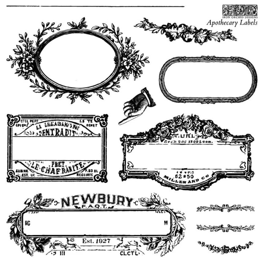 IOD Apothecary Label Stamp Set, Iron Orchid Designs Ships in 1-2 days!