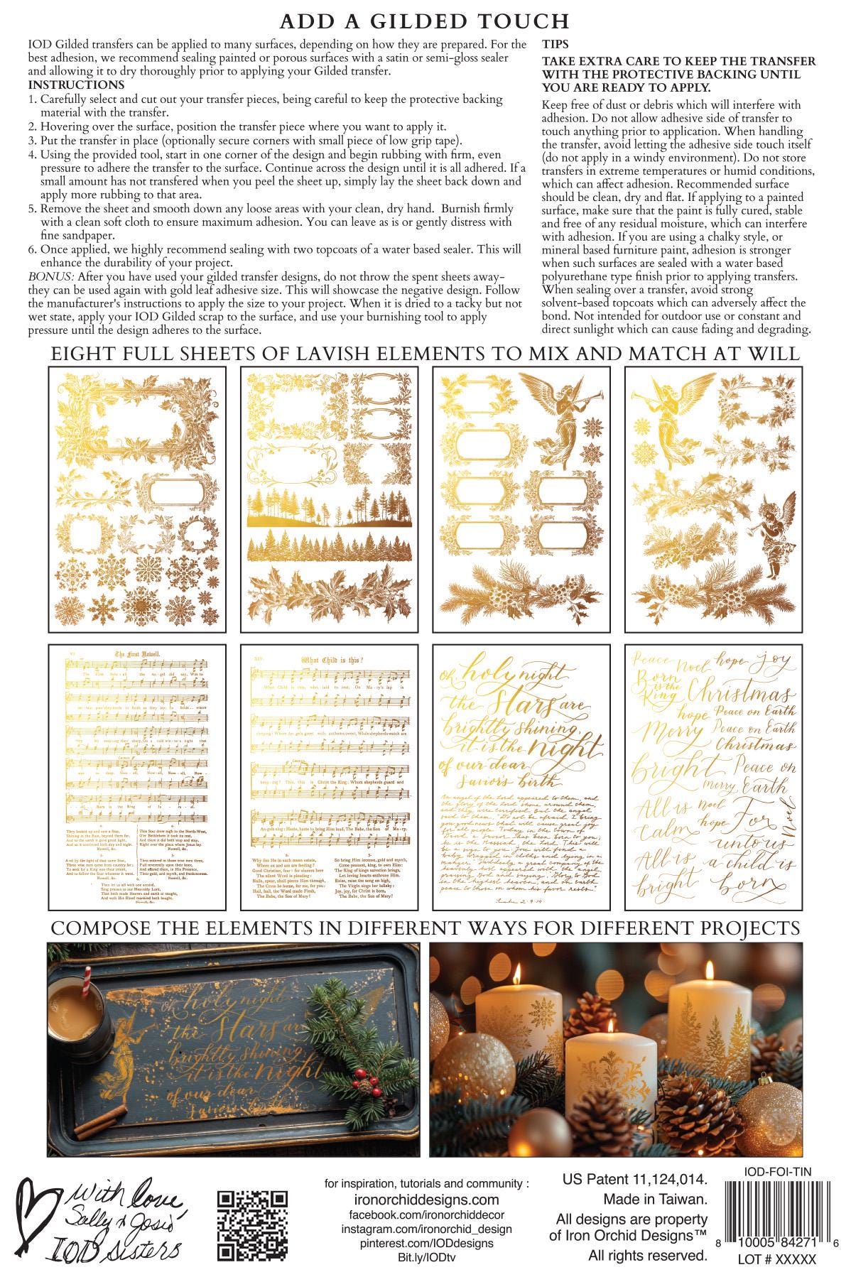 Tinsel Foil Transfer Pad IOD with (8) 8 X 12 Sheets by Iron Orchid Designs, Limited Release Rub-On Furniture Transfer Decal Ships 1-2 days!
