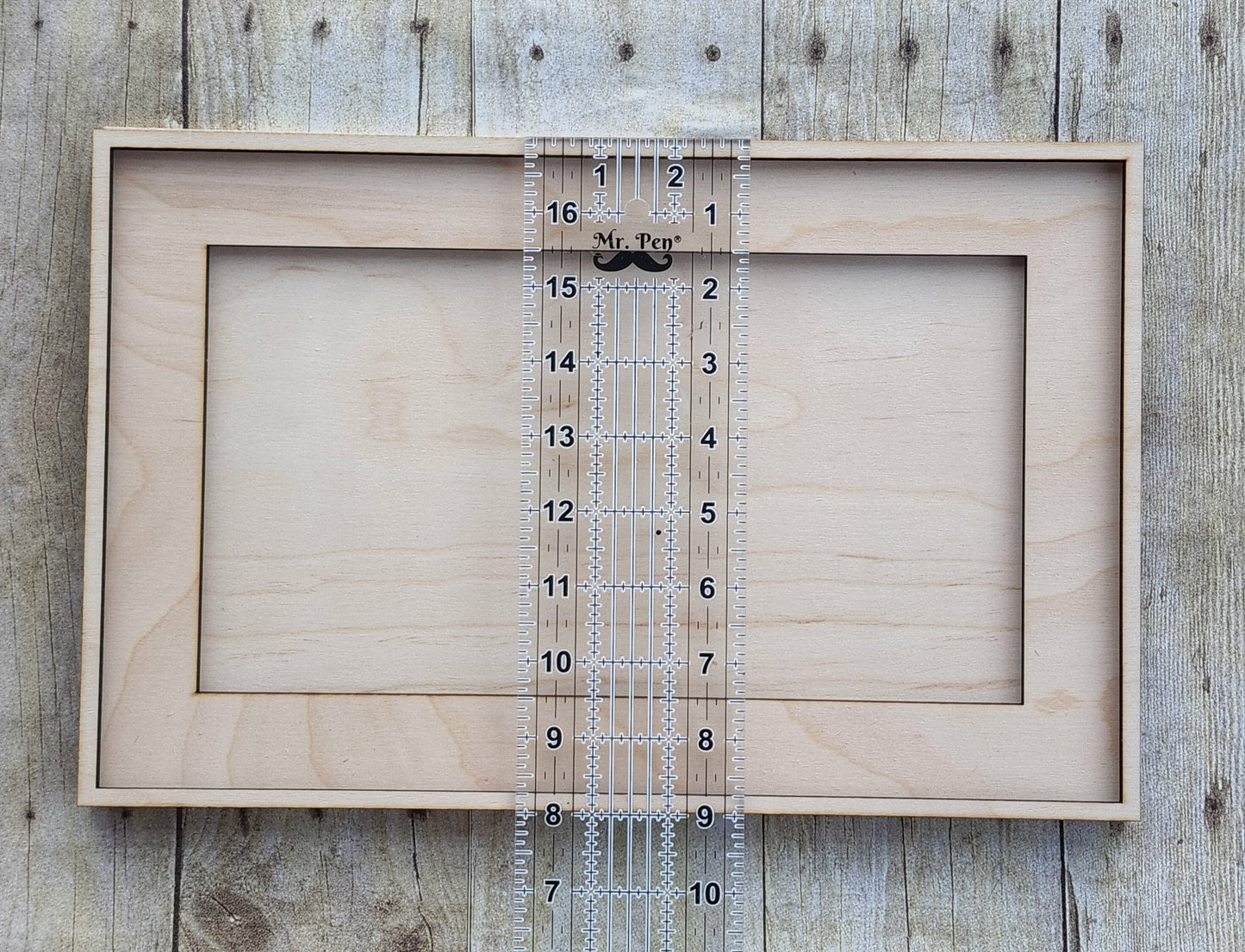 Wide Interior Rectangle Wood Frame 14" x 9" inches- Wooden Blank