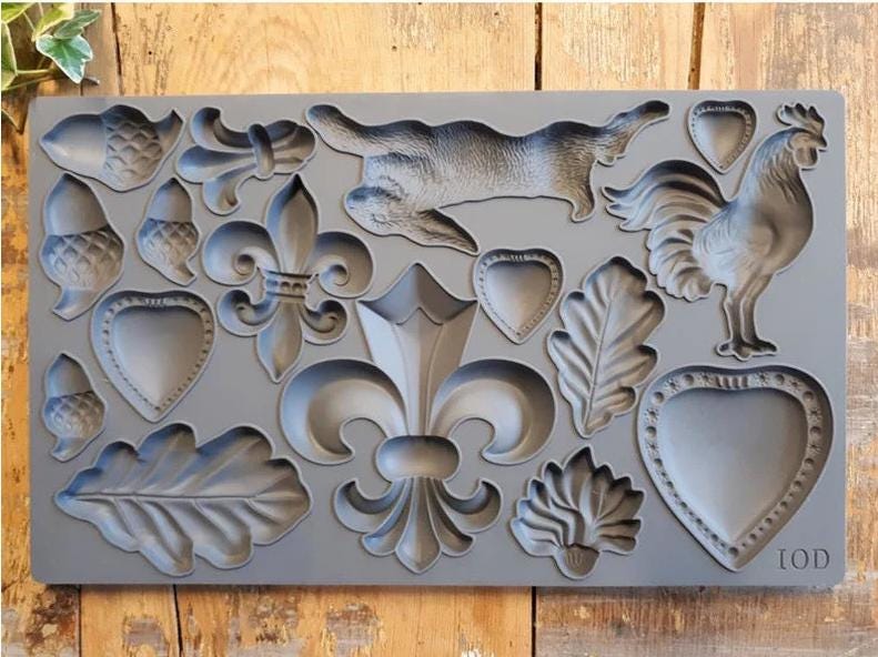 IOD Fleur de Lis 6x10 Decor Mould Label Moulds Use With Clay or Resin Crafts Signs Sugar Arts Furniture Fall Decor, Fleur de Lis Mold