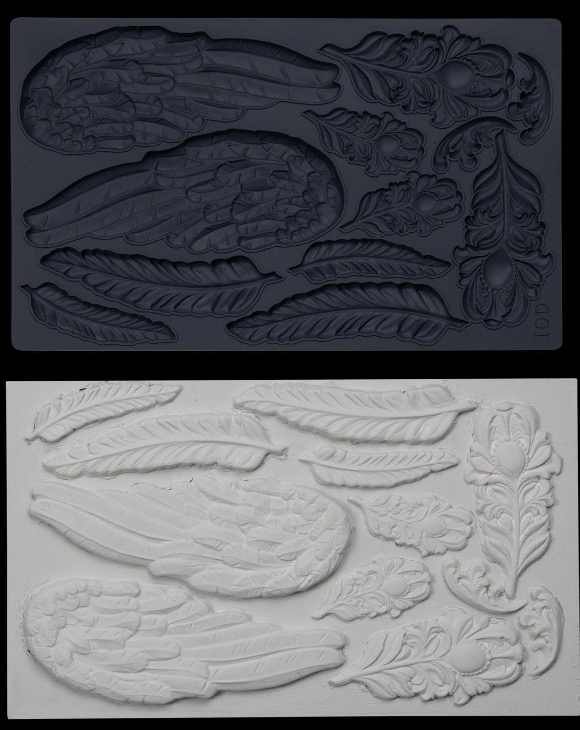 IOD Wings and Feathers 6x10 Decor Mould, Moulds Use With Clay or Resin Crafts Signs Sugar Arts Furniture Fall Decor, Wings and Feathers Mold