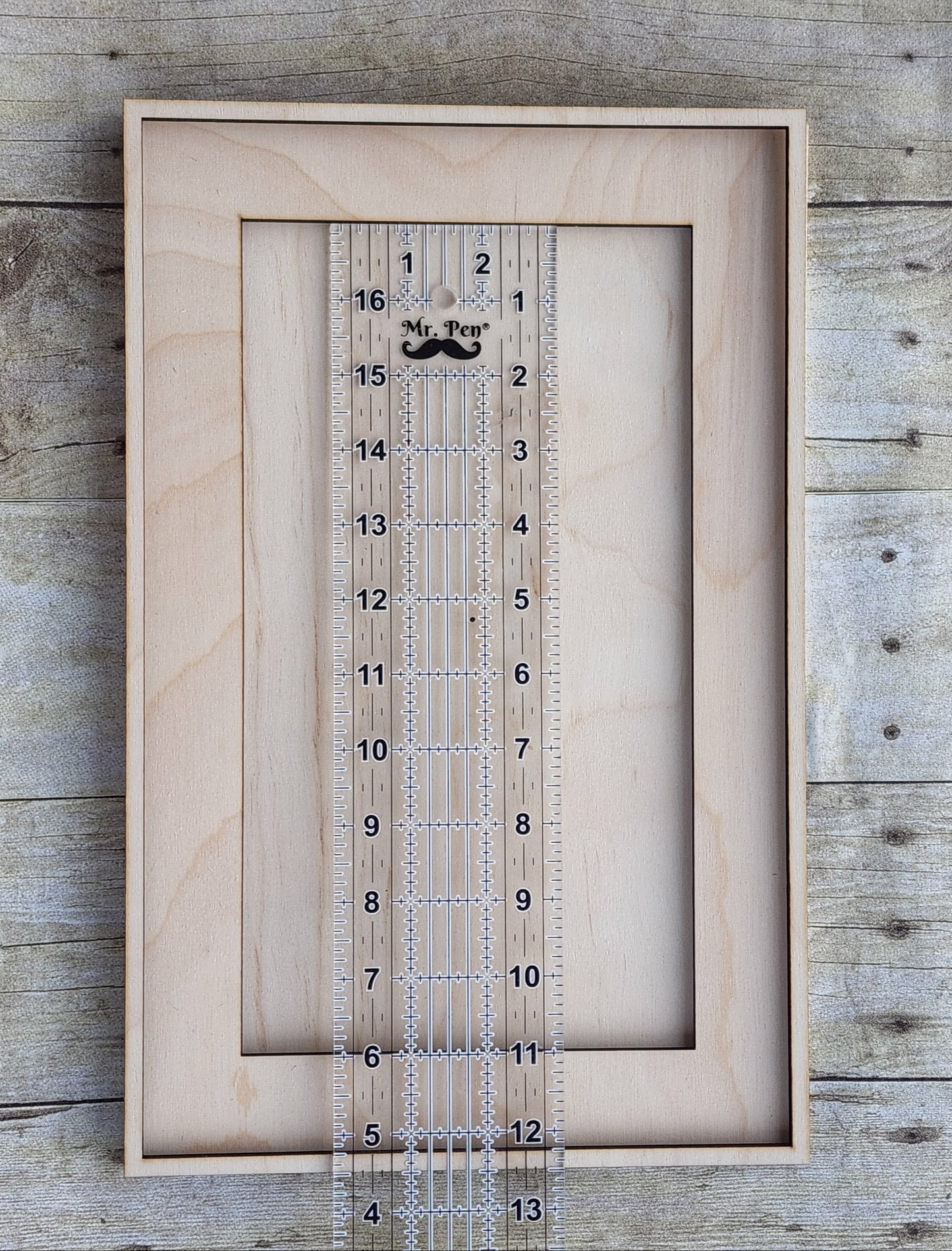 Wide Interior Rectangle Wood Frame 14" x 9" inches- Wooden Blank