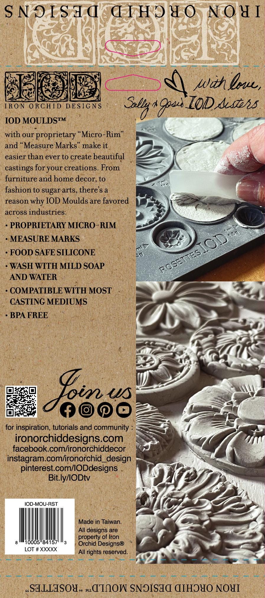 IOD Rosettes 6x10 Decor Mould, Moulds Use With Clay or Resin Crafts Signs Sugar Arts Furniture Fall Decor, Rosettes Mold Ships in 1-2 days!