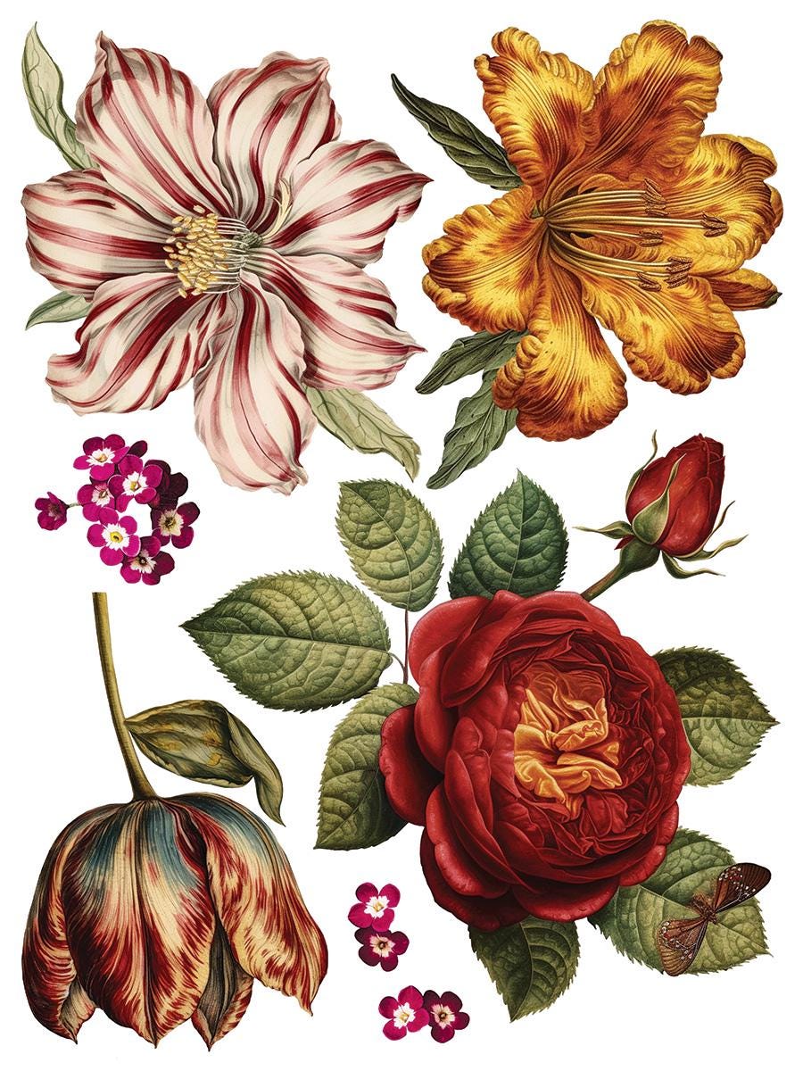 Collage de Fleur IOD Transfer Pad with (8) 12 X 16 Sheets