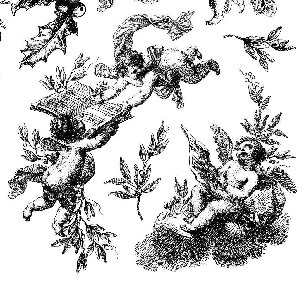 IOD Classical Christmas Stamp, Iron Orchid Design, Renaissance Christmas Holiday, Cherubs, Angels, Scroll Frame, Holly, Ships in 1 day!