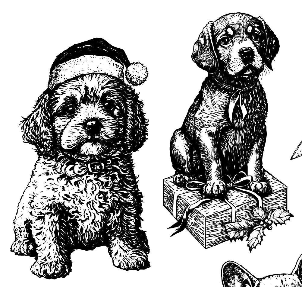IOD Christmas Pups Stamp