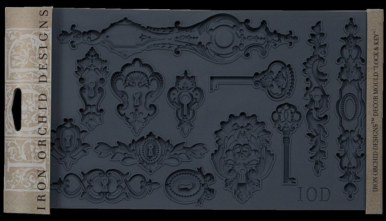 IOD Lock and Key 6x10 Decor Mould, Lock&Key Moulds Use With Clay or Resin Crafts Signs Sugar Arts Furniture Fall Decor, Lock and Key Mold