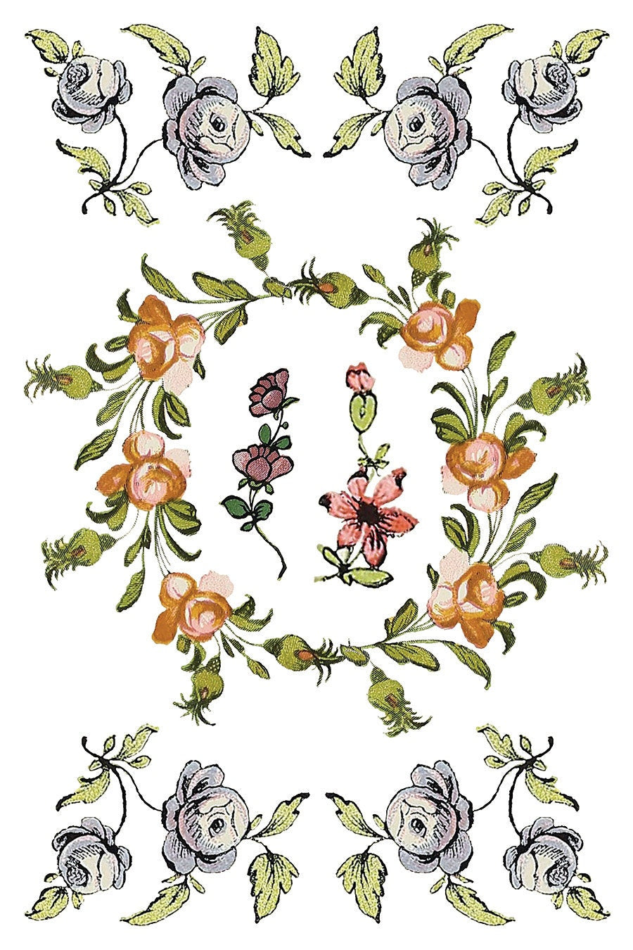 Fairytale Florals Rub On Transfer IOD Transfer (8)8 X 12 inches