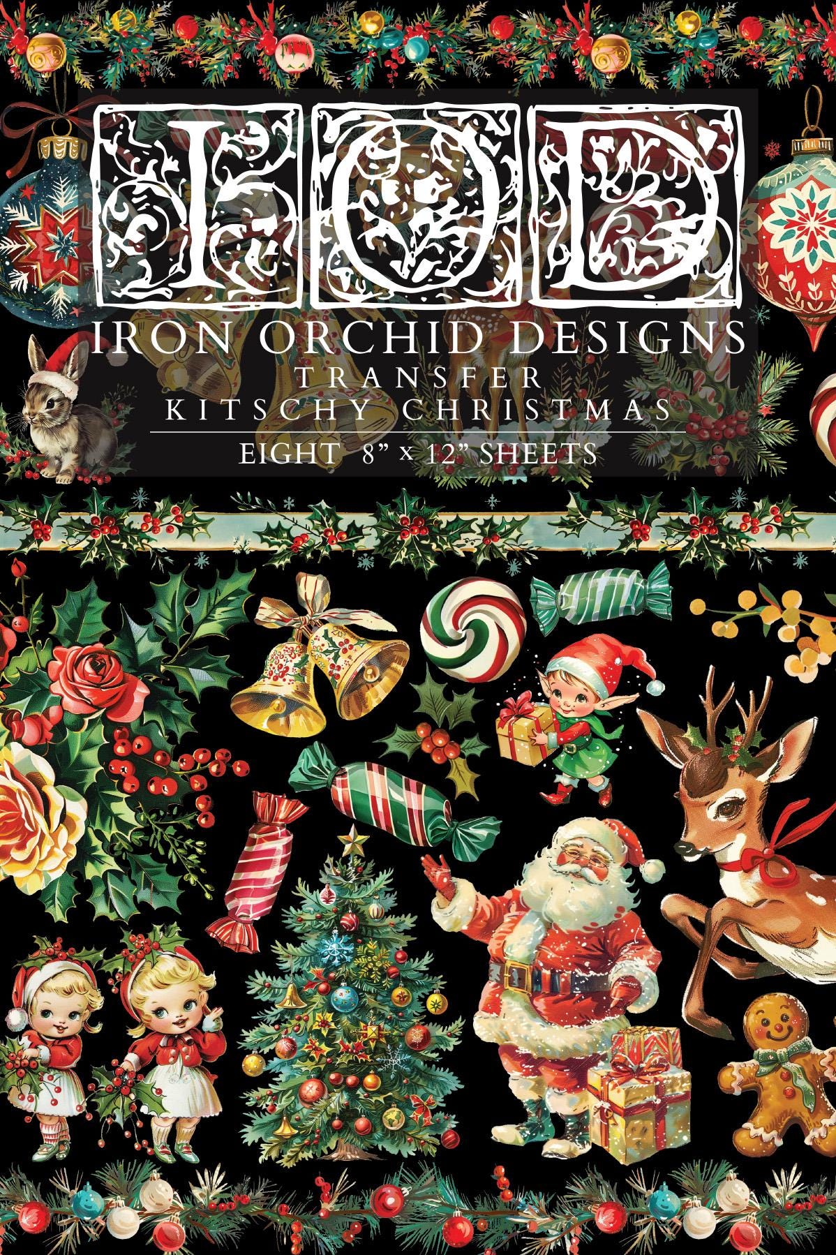 Kitschy Christmas IOD Transfer Pad with (8) 8 x 12 Sheets