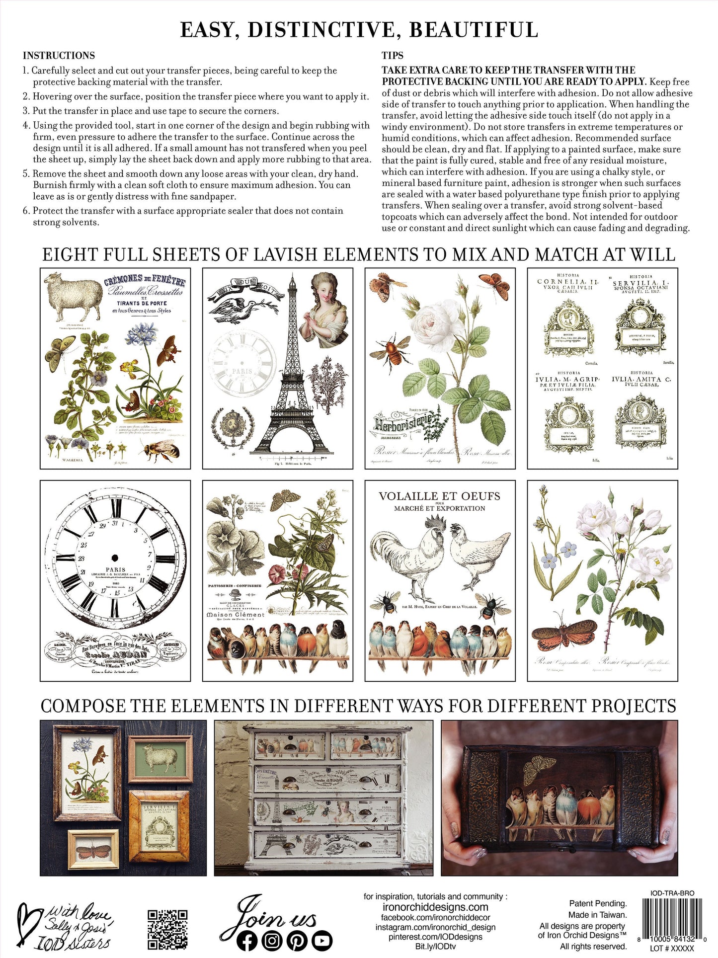 Brocante IOD Transfer Pad with (8) 12 X 16 Sheets by Iron Orchid Designs Rub-On Furniture Transfer Decal
