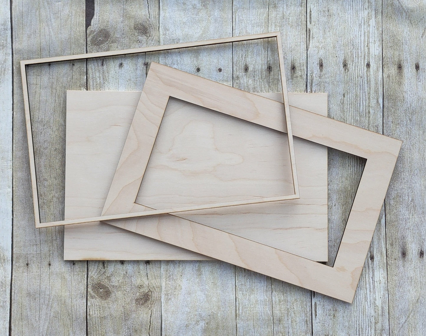Wide Interior Rectangle Wood Frame 14" x 9" inches- Wooden Blank