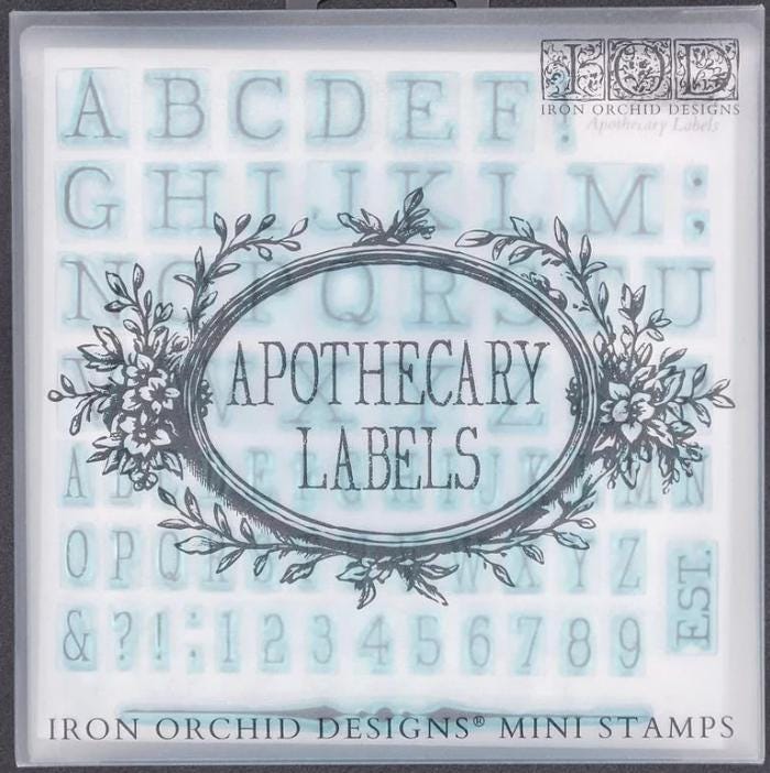 IOD Apothecary Label Stamp Set, Iron Orchid Designs Ships in 1-2 days!