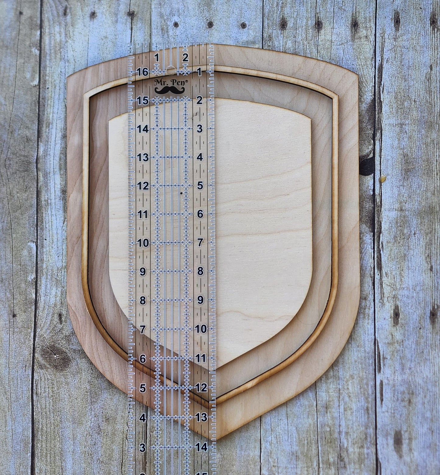 Outlined Shield Shaped Wood Frame, 14x10" Wooden Frames