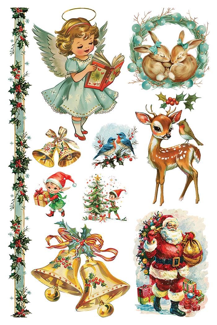 Kitschy Christmas IOD Transfer Pad with (8) 8 x 12 Sheets