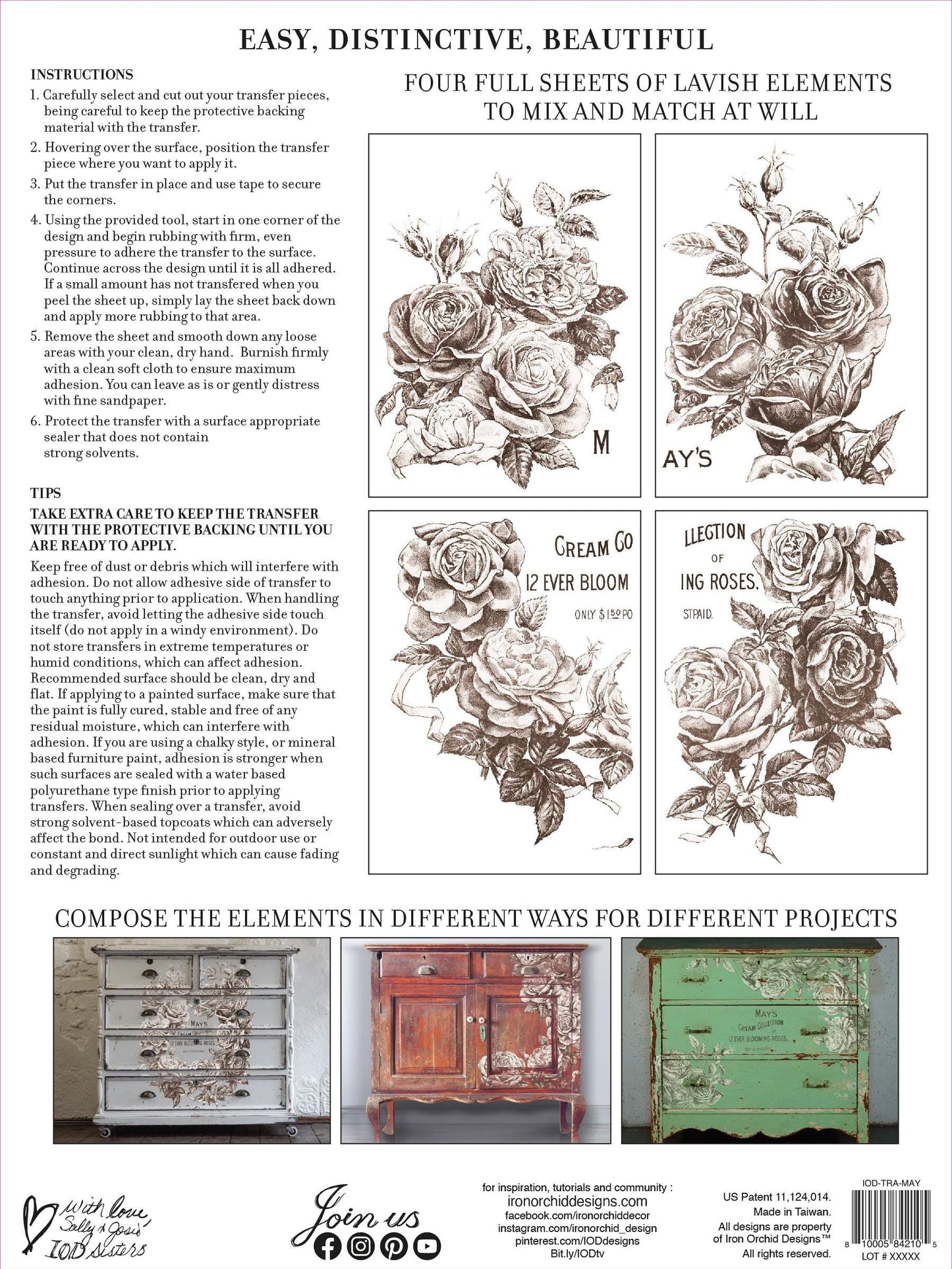 May's Roses IOD Transfer Pad with (4) 12 X 16 Sheets