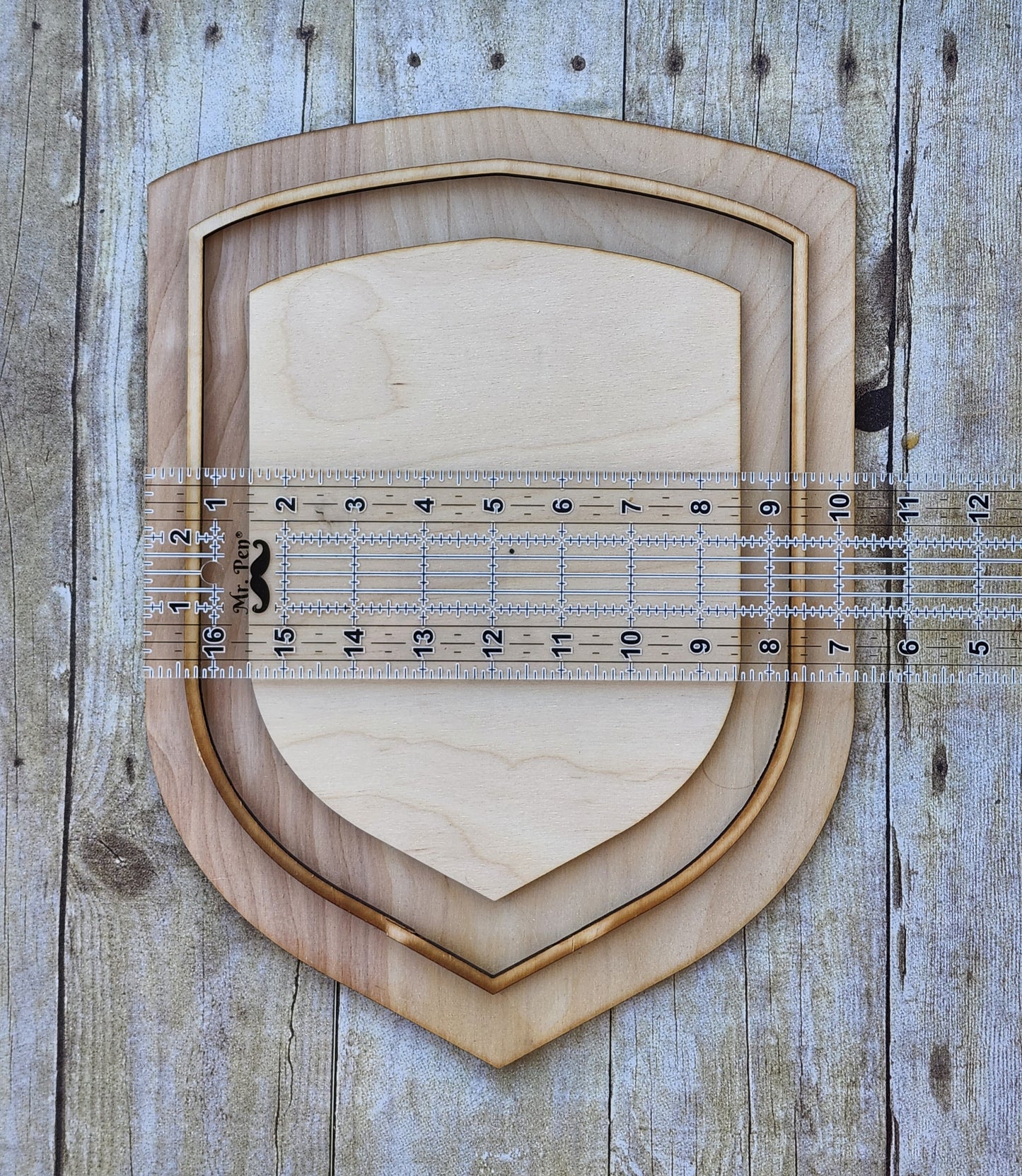 Outlined Shield Shaped Wood Frame, 14x10" Wooden Frames