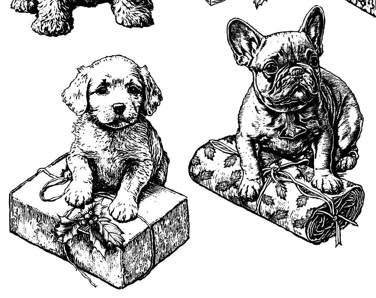 IOD Christmas Pups Stamp