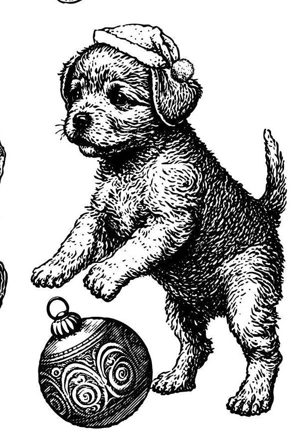 IOD Christmas Pups Stamp