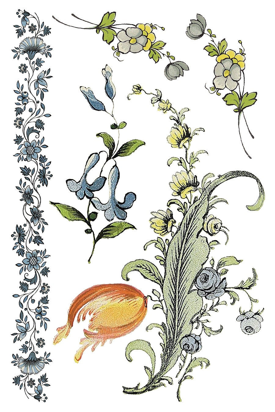 Fairytale Florals Rub On Transfer IOD Transfer (8)8 X 12 inches