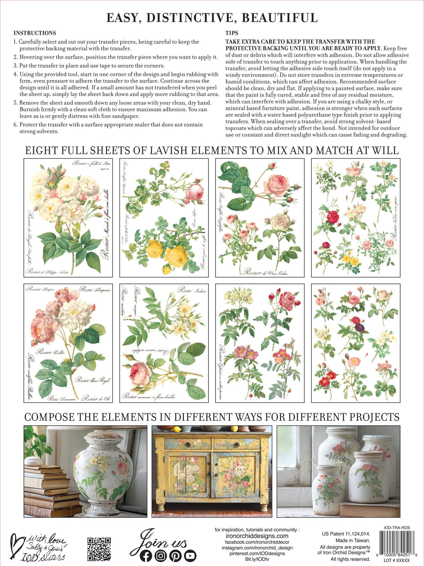 Rose Botanical IOD Transfer Pad with (8) 12 X 16 Sheets