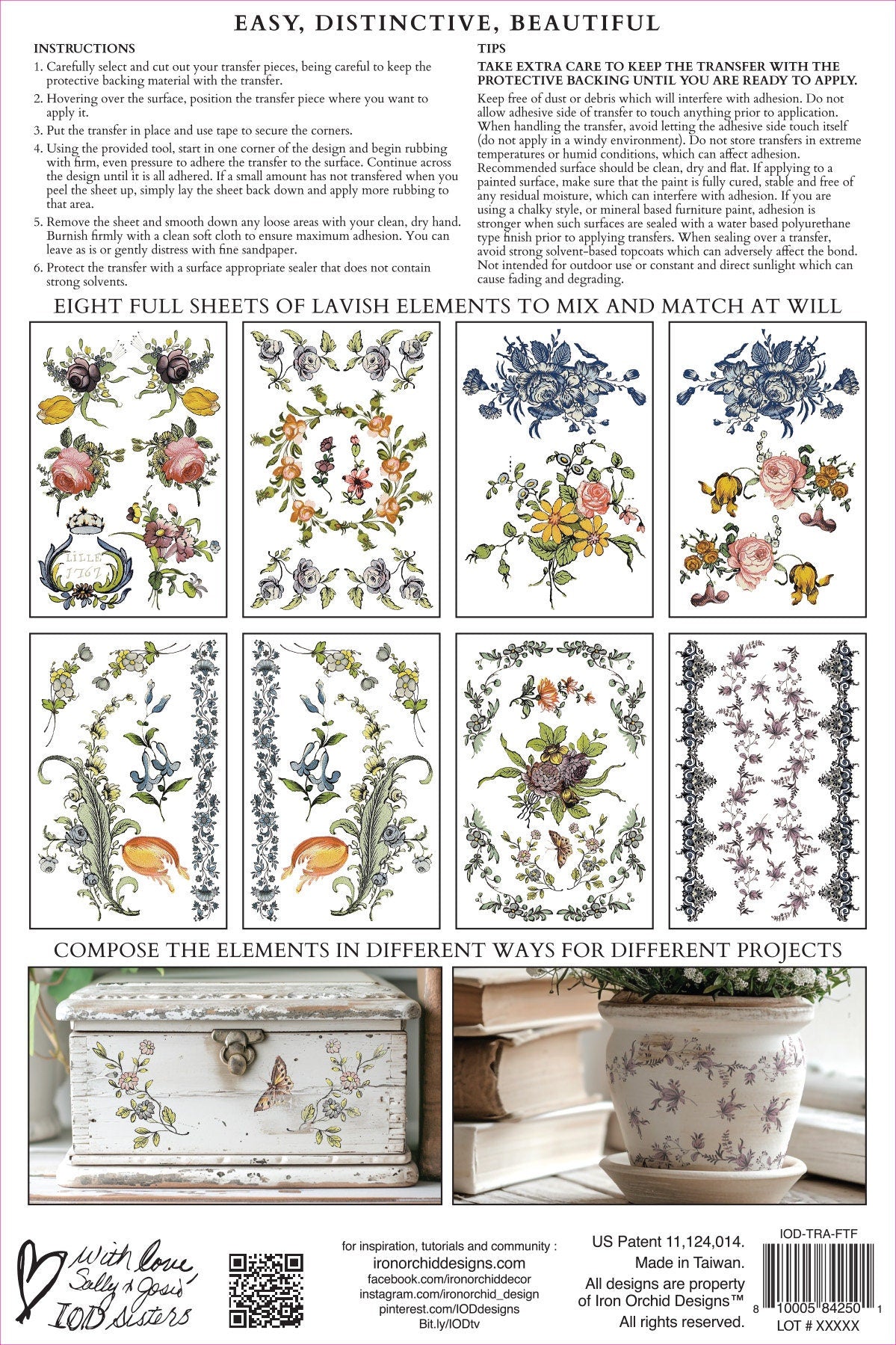 Fairytale Florals Rub On Transfer IOD Transfer (8)8 X 12 inches