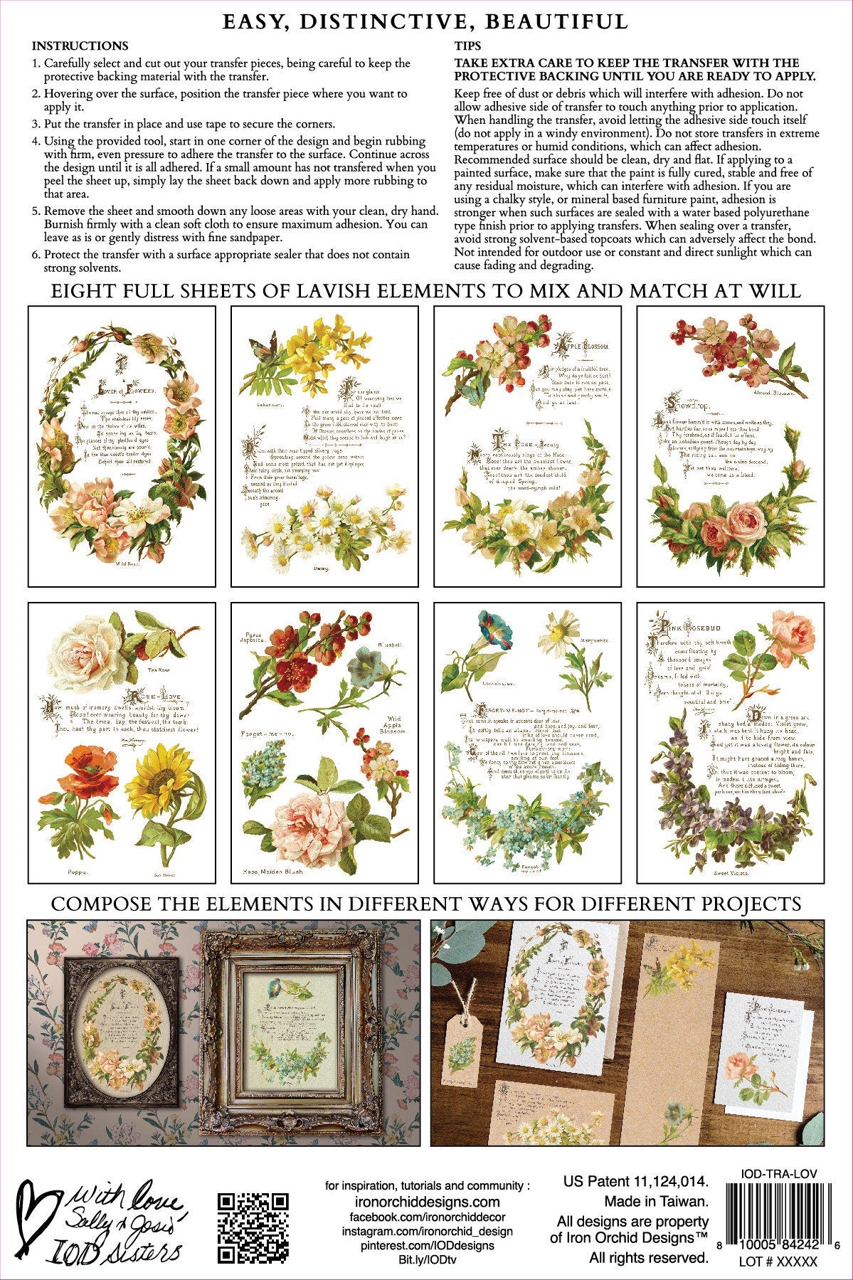 Lover of Flowers, IOD Transfer 8 X 12 inches PAD