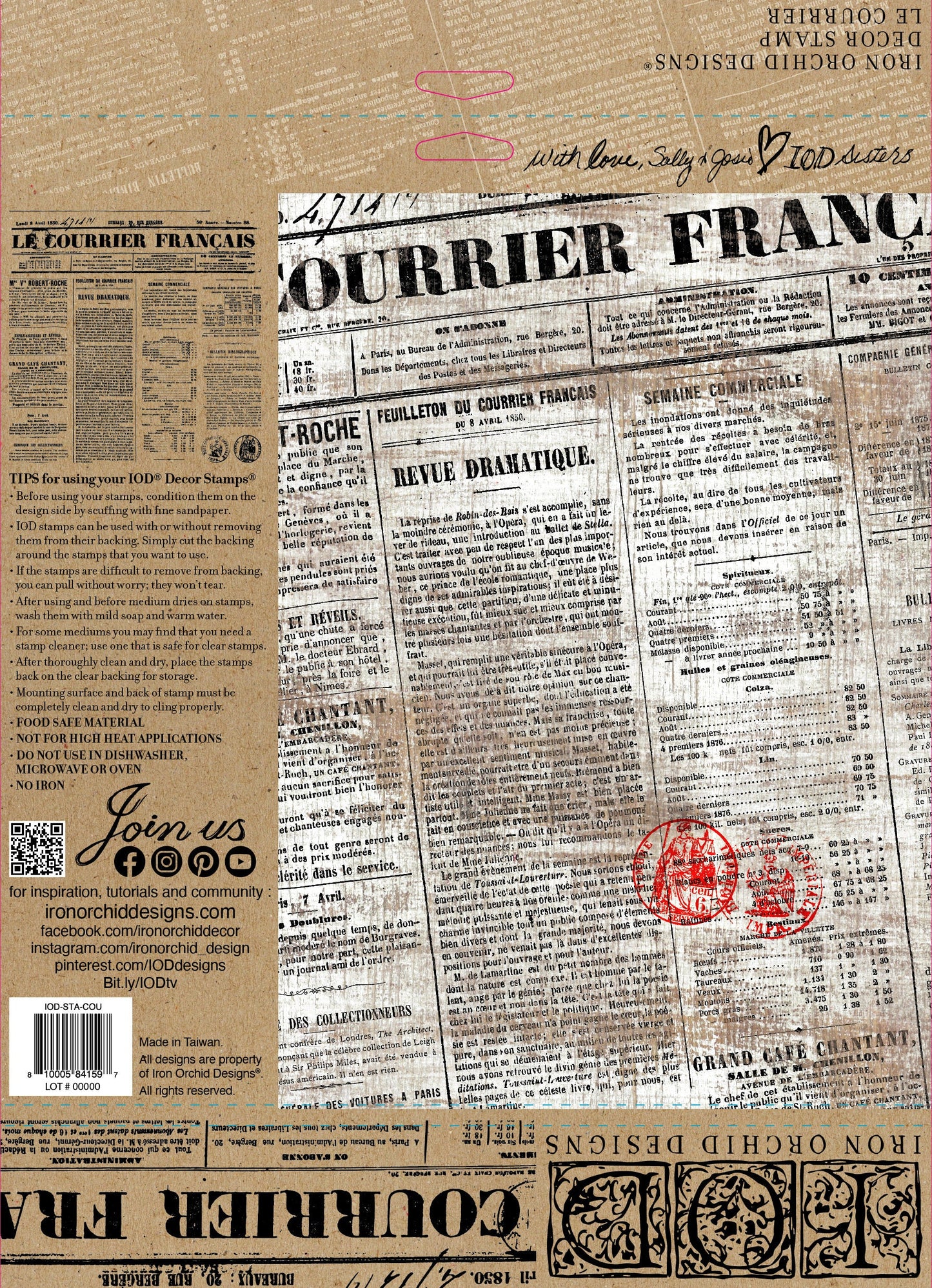 IOD Le Courrier Stamp, Iron Orchid Designs