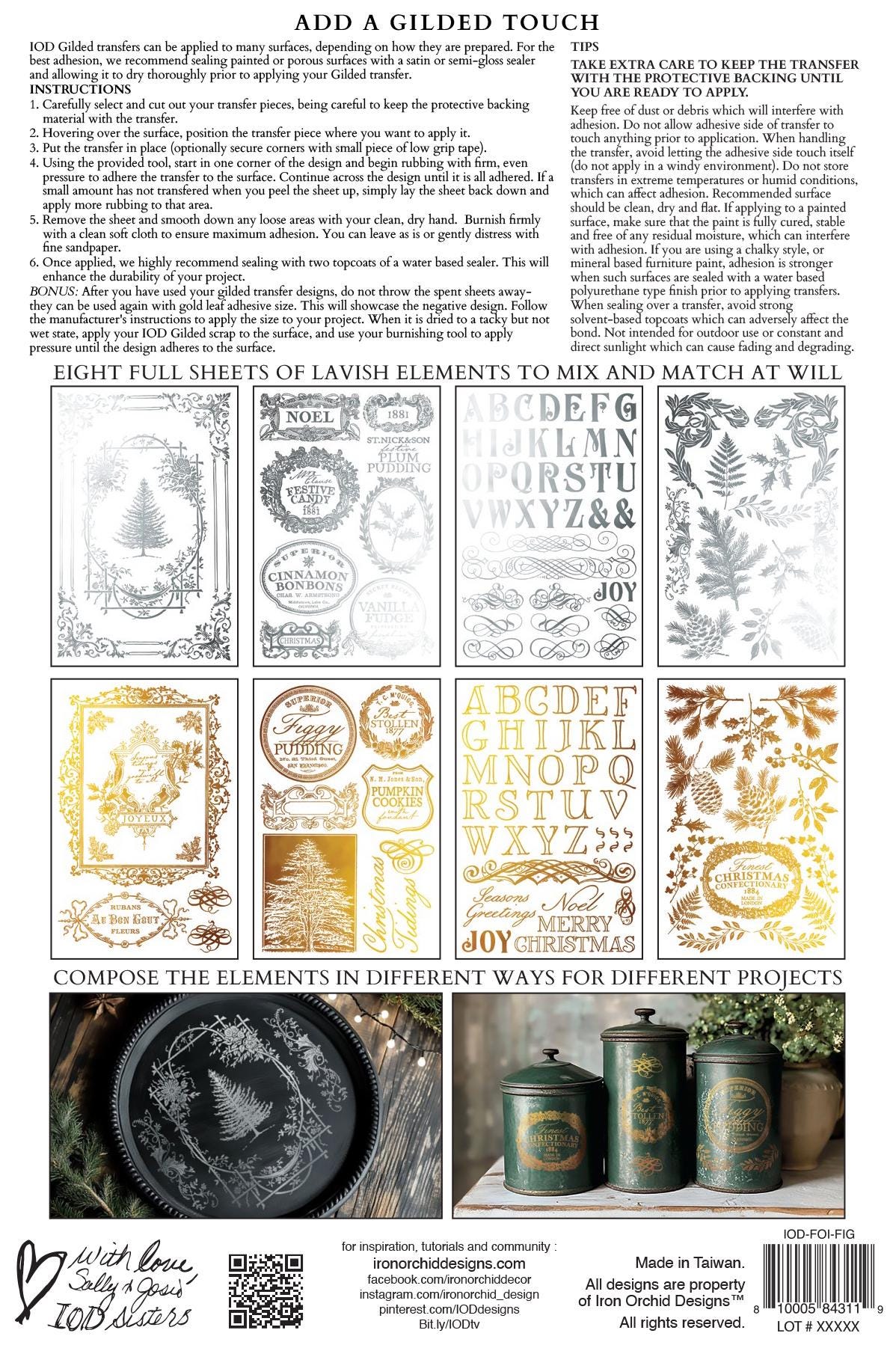 2025 Figgy & Flourish IOD Gold Foil Transfer Pad with (8) 12 X 8 Sheets