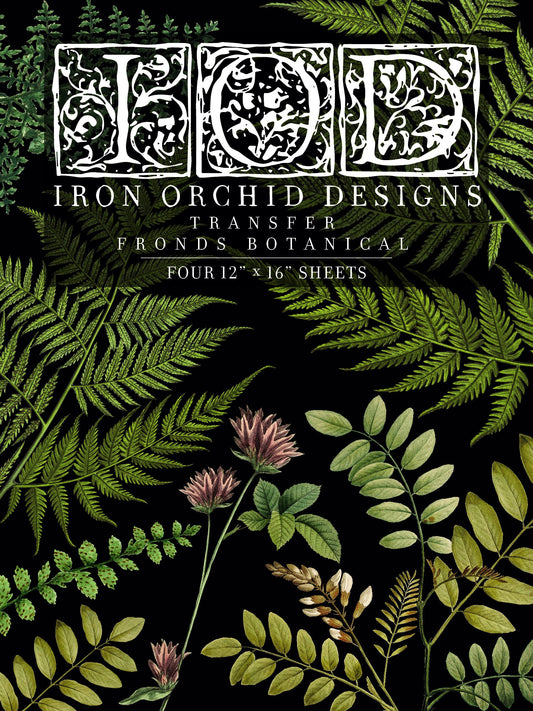 Fronds Botanical IOD Transfer Pad with (4) 12 X 16 Sheets by Iron Orchid Designs Rub-On Furniture Transfer Decal