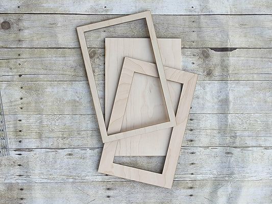 Rectangle Wood Frame 14" x 9" inches- Wooden Blank