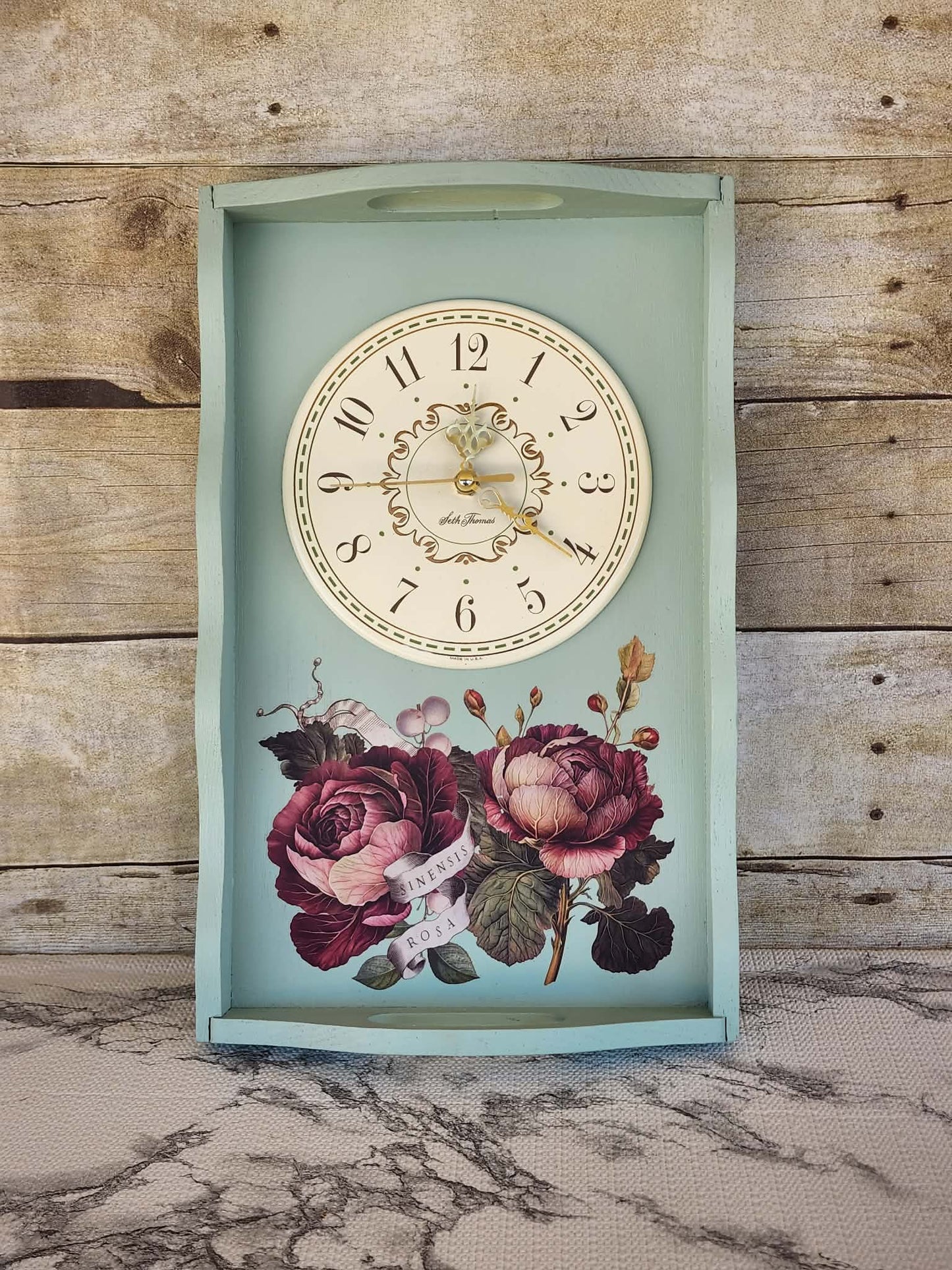 🕰️ Thrifted Tray Clock – Fusion “Inglenook” + IOD Clementine Transfer