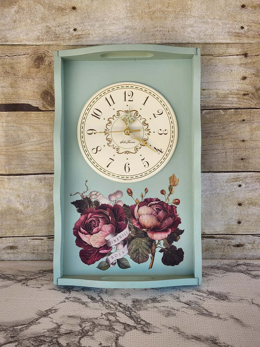 🕰️ Thrifted Tray Clock – Fusion “Inglenook” + IOD Clementine Transfer