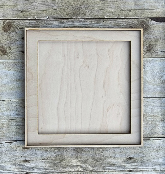 Wide Interior Square Wood Frame 11.5 inches- Wooden Blank