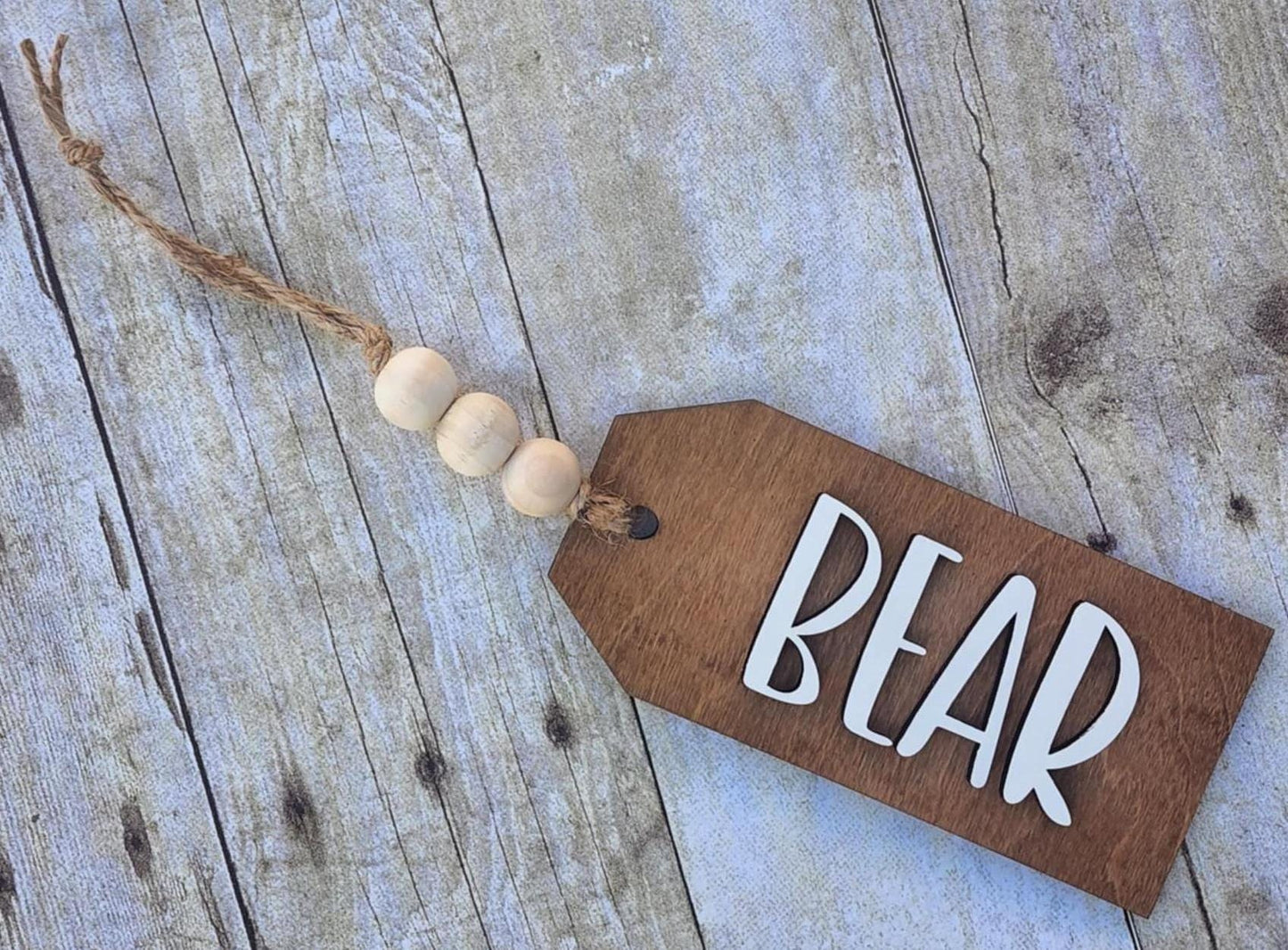 Extra Large Personalized Beaded Wooden Stocking Tags, Stocking Label, Name Tag, Gift Tag, Custom Tag, Birch Tag, Dad, Mom, Grandparents