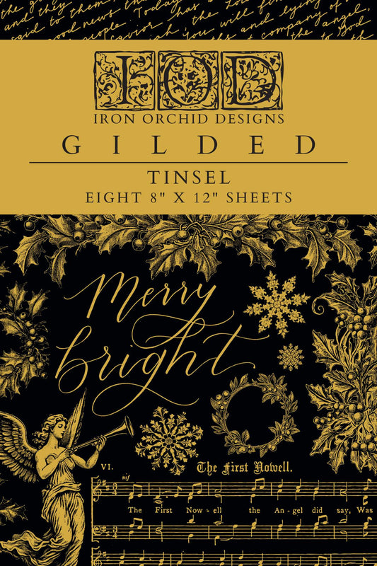 Tinsel Foil Transfer Pad IOD with (8) 8 X 12 Sheets by Iron Orchid Designs, Limited Release Rub-On Furniture Transfer Decal Ships 1-2 days!