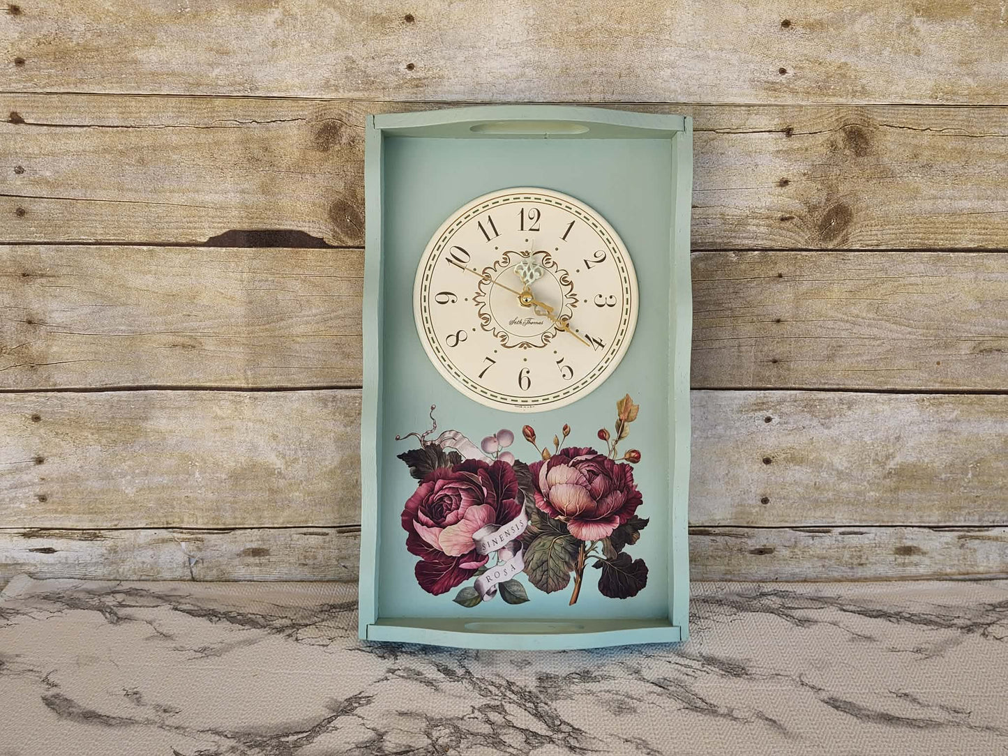 🕰️ Thrifted Tray Clock – Fusion “Inglenook” + IOD Clementine Transfer